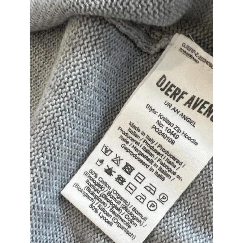 DJERF Avenue Knitted Zip Hoodie Light Grey Size M - Picture 6 of 8